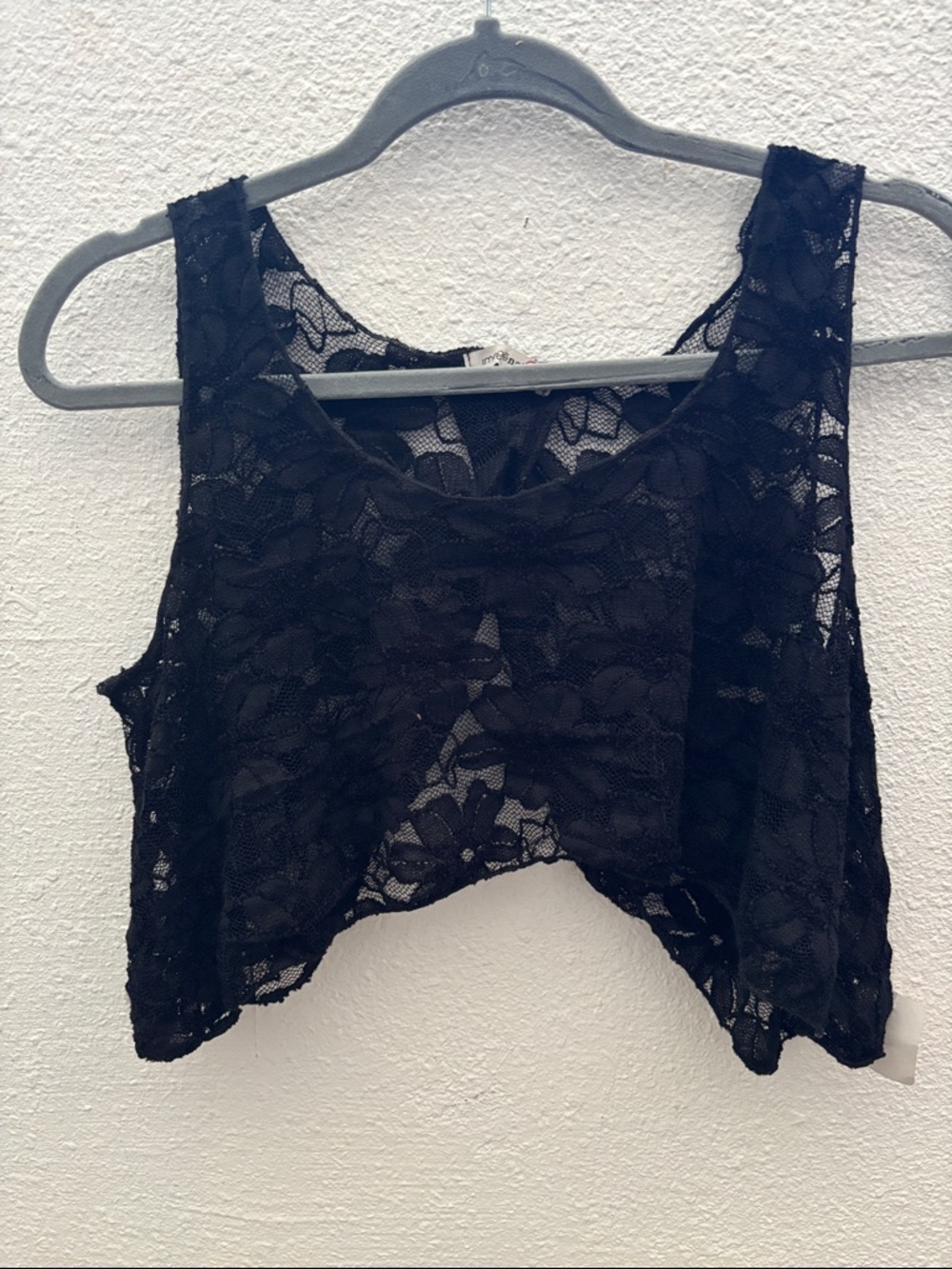 Black Lace Cropped Tank Top